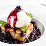 Warm White Chocolate Blueberry Bread Pudding