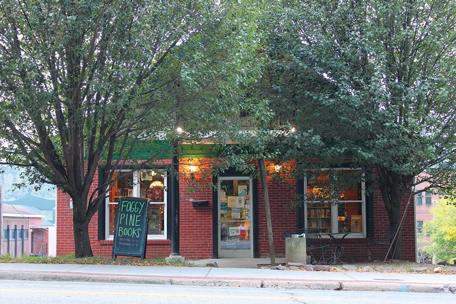 Outside Foggy Pine Books in downtown Boone, N.C.