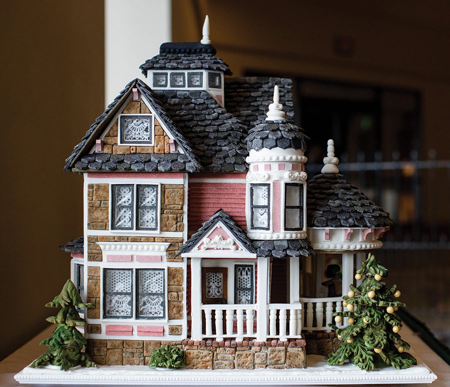 A Victorian gingerbread house, part of the National Gingerbread House Competition at Omni Grove Park Inn