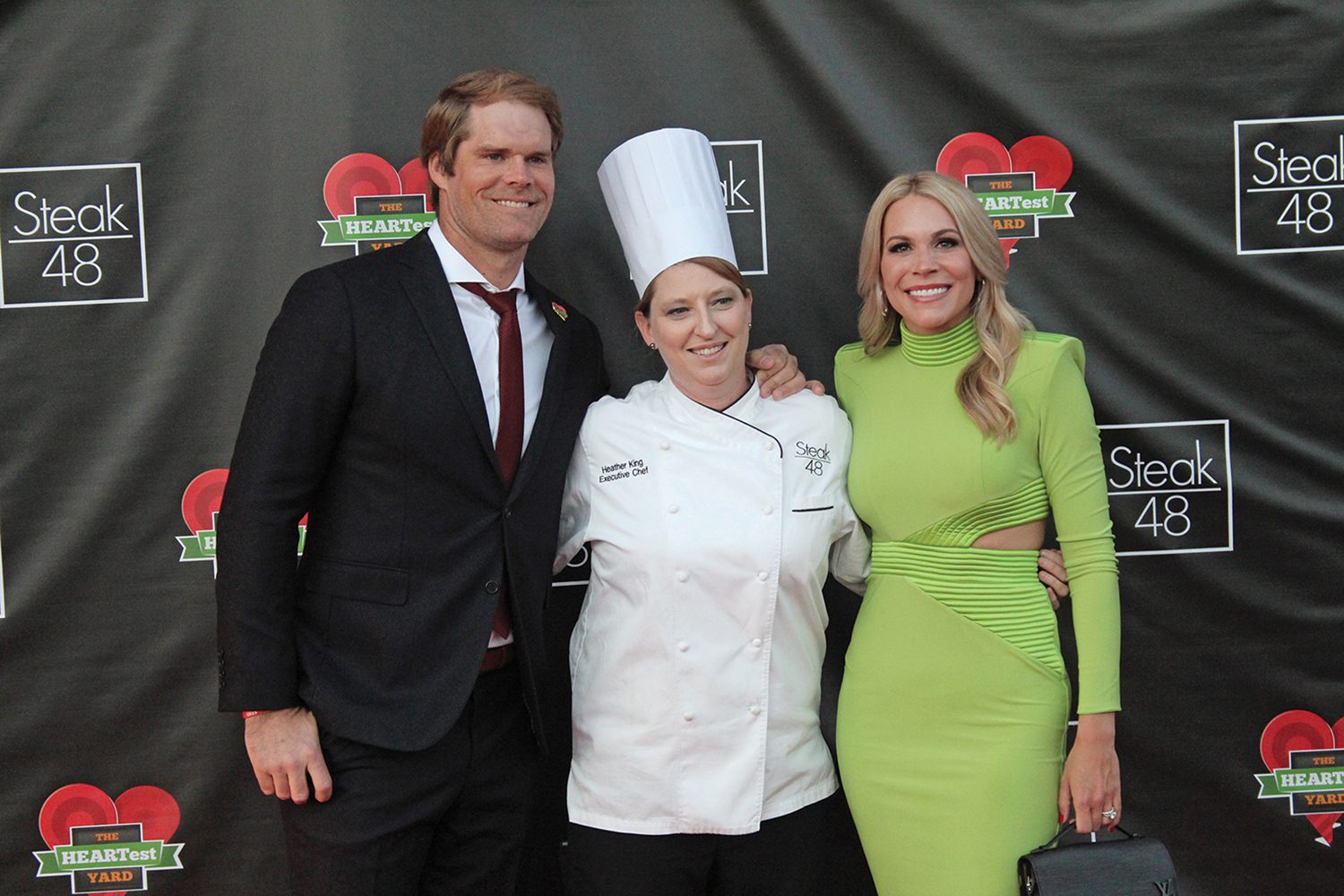 Greg and Kara Olsen with Steak 48 executive chef Heather King at the Heartest Yard fundraiser in Charlotte.