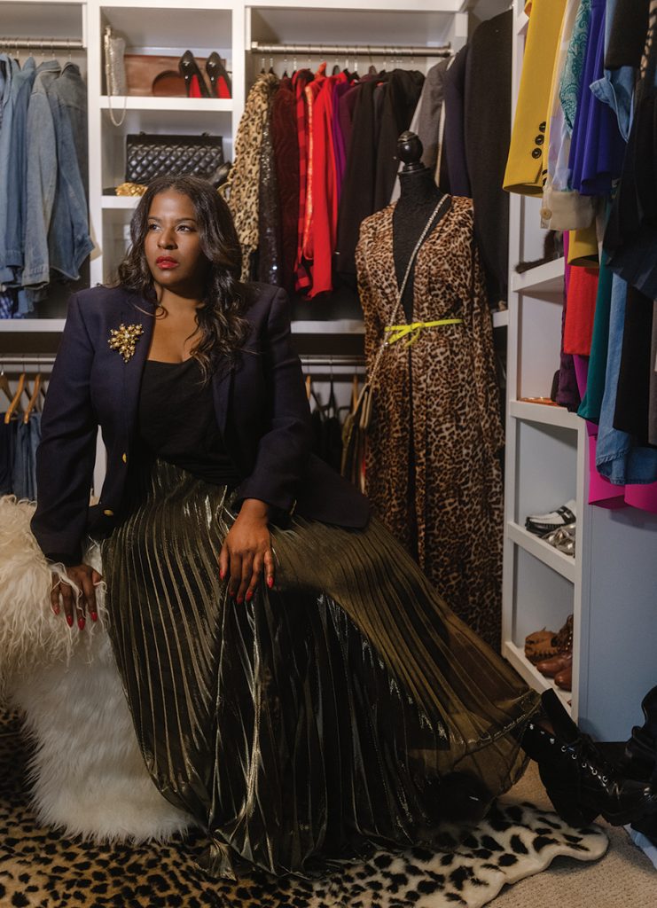 Shawna Freeman poses inside her closet during a style feature for SouthPark Magazine.