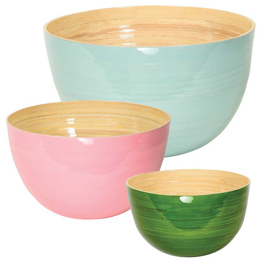 bamboo multicolored serving bowls