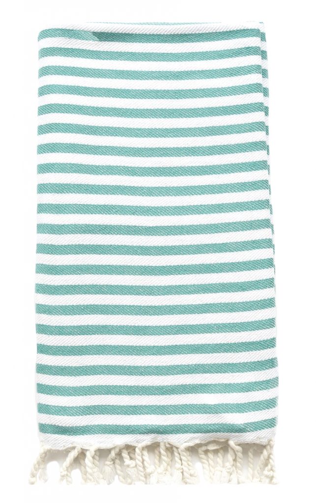 blue and white striped towel