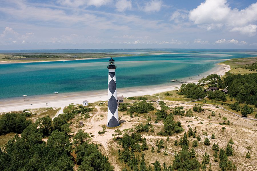 Cape Lookout Lighthouse near Beaufort, N.C. in the Southern Outer Banks.