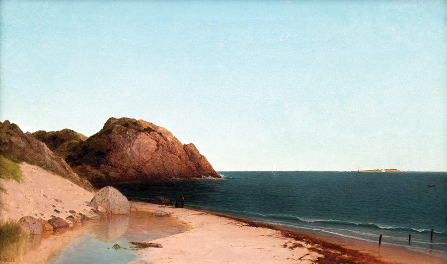 John Frederick Kensett's (1816-1872) art called Singing Beach & Eagle Rock, Magnolia, Massachusetts, 1864, oil on canvas
