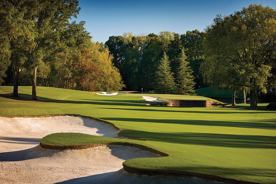Manicured greens at Quail Hollow Club in south Charlotte.