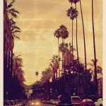 Sunset Over Hollywood Hills – Vintage Postcard