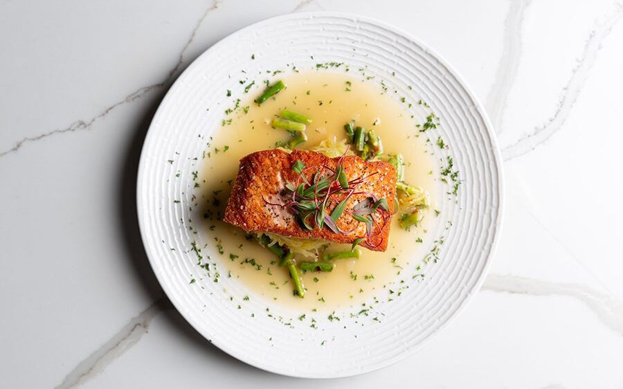 Ginger honey-glazed salmon at the Porter's House, photo by Justin Driscoll.
