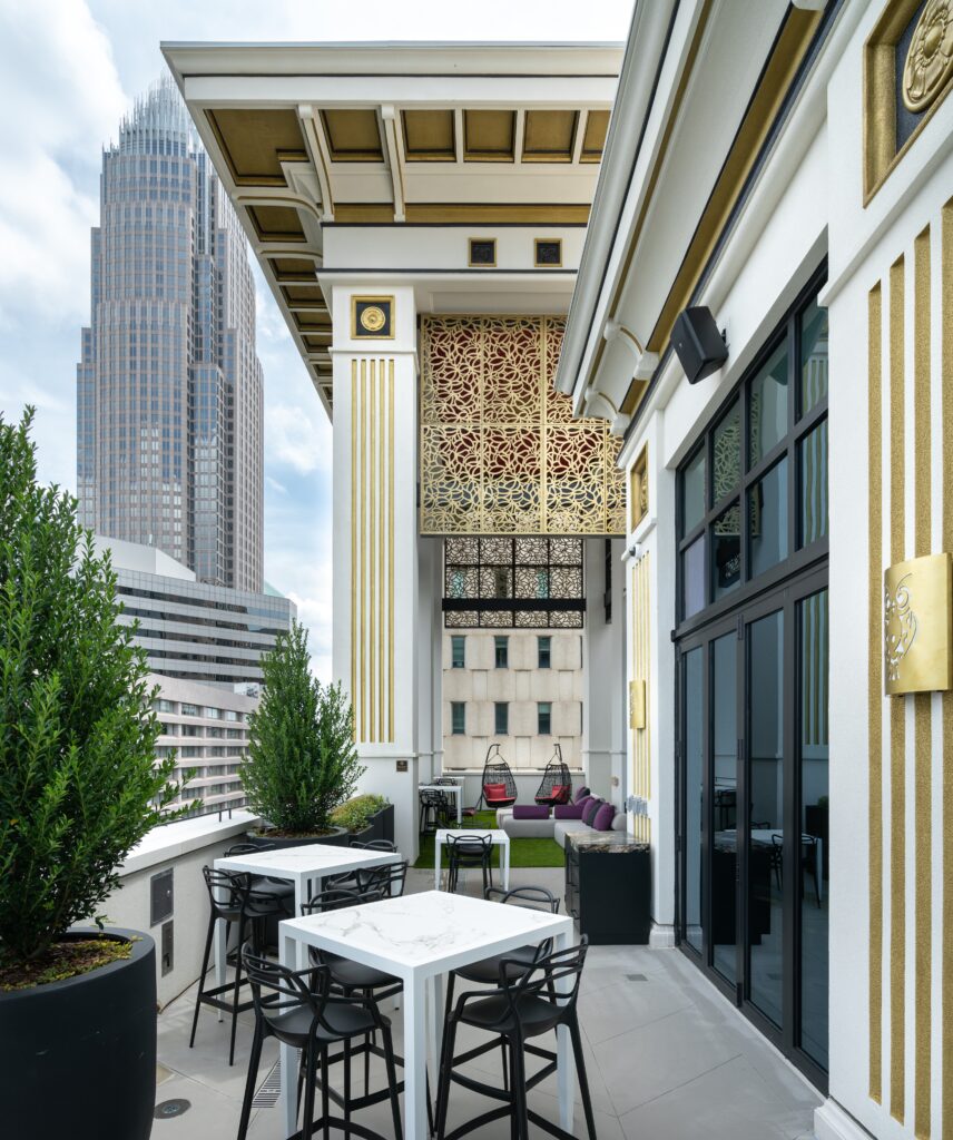 The rooftop area at Buho at Grand Bohemian in uptown Charlotte.