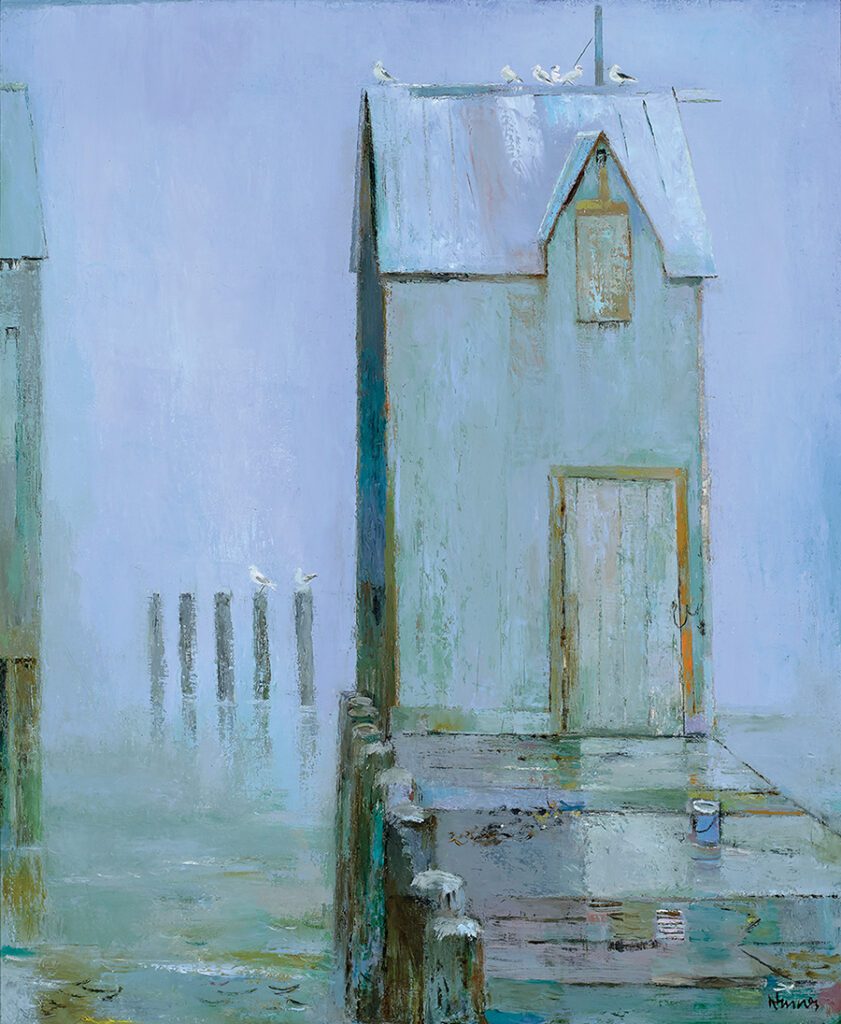 Richard Carver Haines, Fogbound, c. 1956, Oil on canvas, 24 x 20 inches. Gift of Class of Winter 1956.