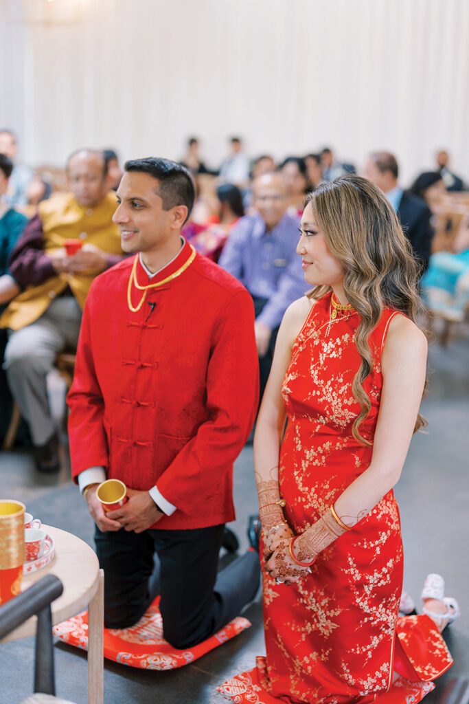 Melissa and Tarang have a Chinese tea ceremony before their wedding day.