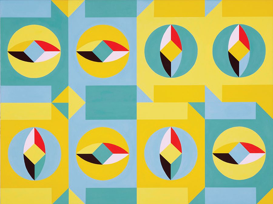 Which Way Home, 2023, flashe vinyl paint on canvas, 36 x 48 in, a work of art by Chieko Murasugi.