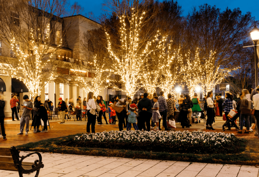 Phillips Place in Charlotte looks festive with holiday shoppers during a Shop &  Stroll.