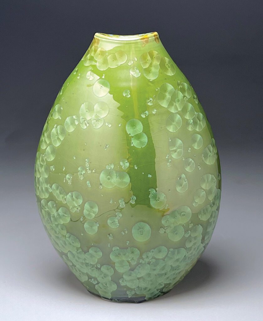 A green-hued vased by Seagrove potter, Ben Owen III