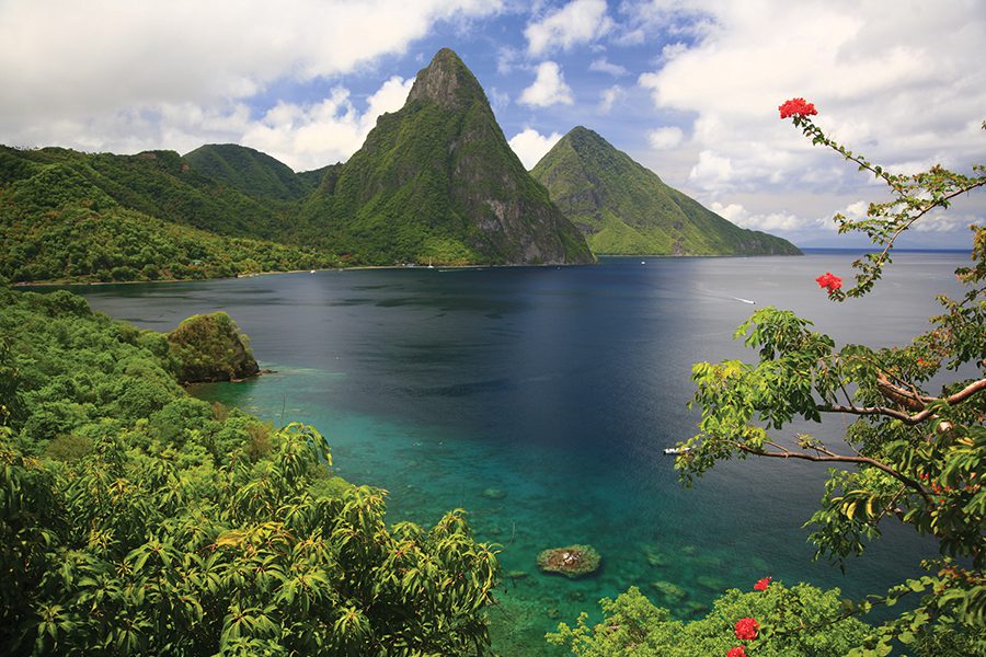 The Pitons on the Caribbean island of St. Lucia