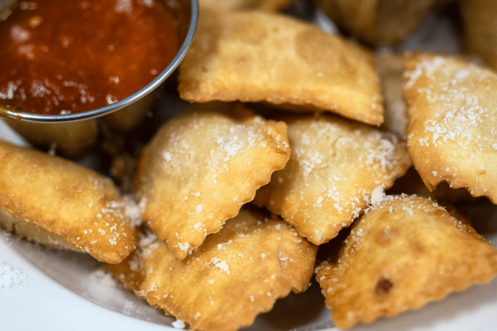 Fried ravioli from Mano Bella, a new cafe and market in SouthPark.