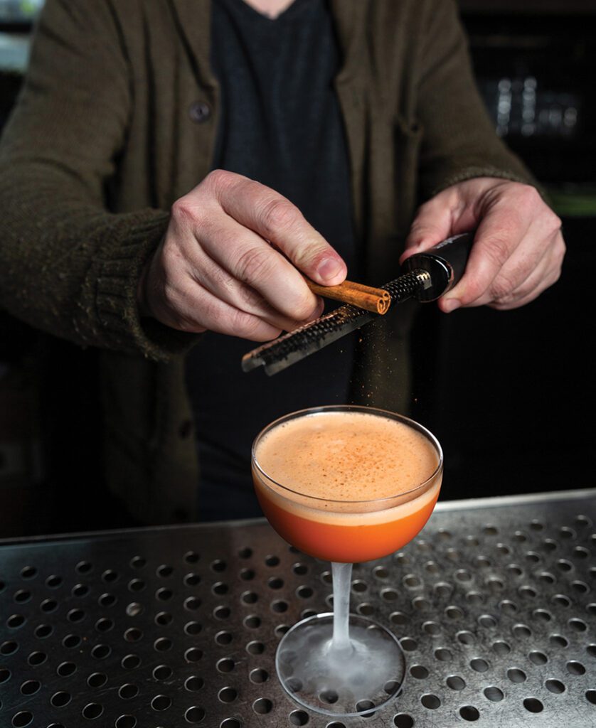 Humbug’s bestselling cocktail Thundercat (reposado tequila, Fernet Branca, Thai tea, egg white and cinnamon) made by Andy Schools