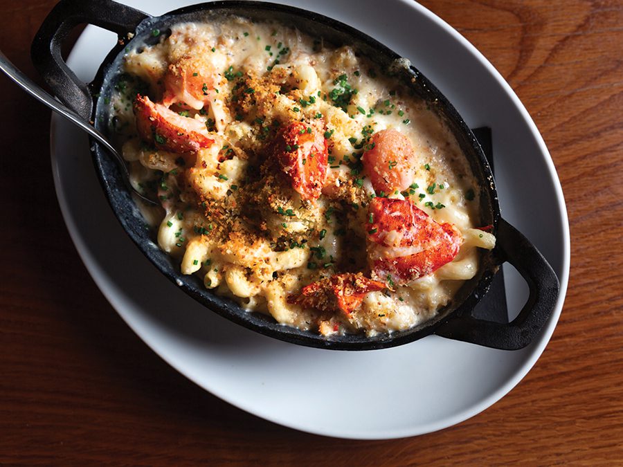 A skillet of mac & cheese from The Fox & Falcon restaurant in Charlotte's SouthPark neighborhood.
