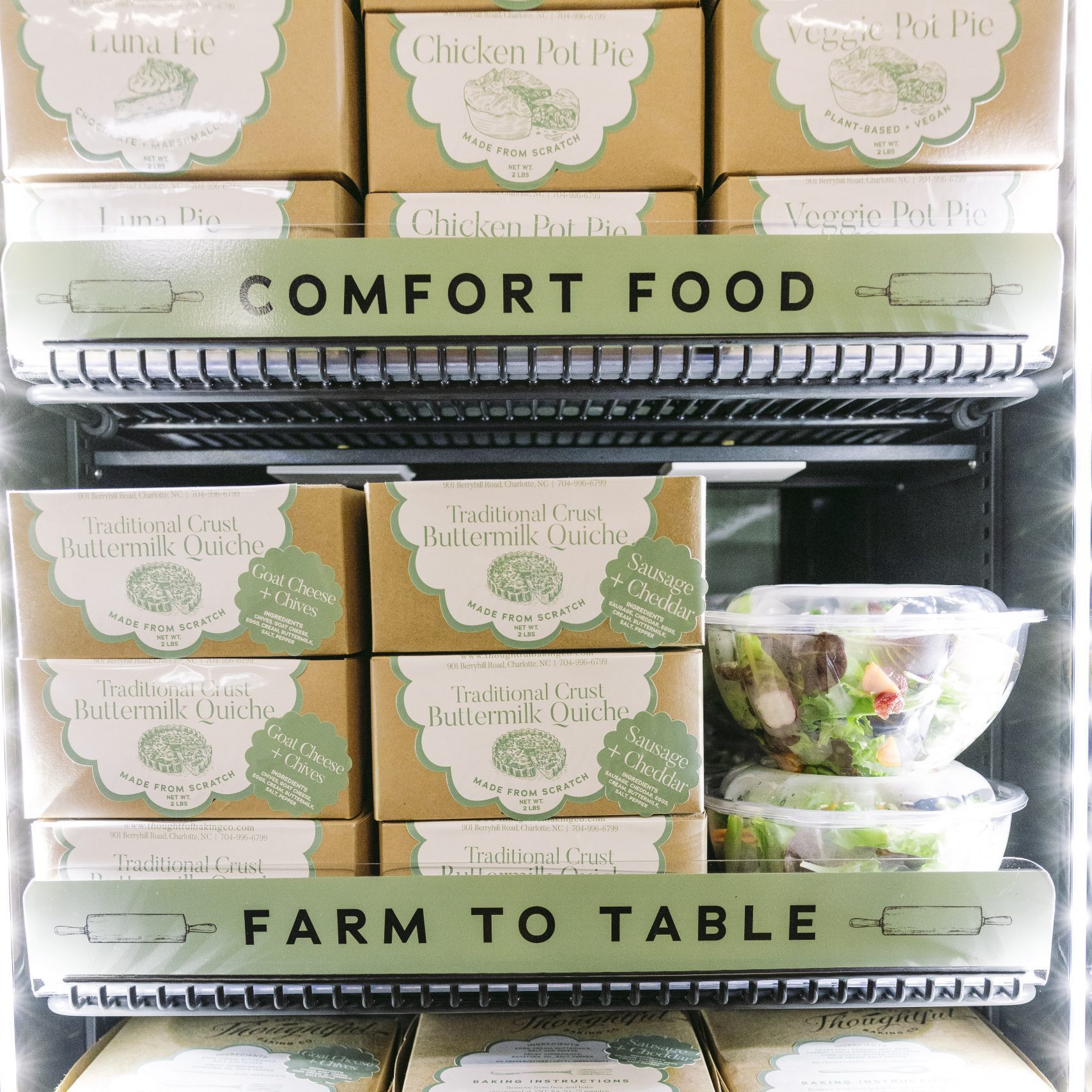 A fridge with grab-and-go meals from Thoughtful Baking Co.