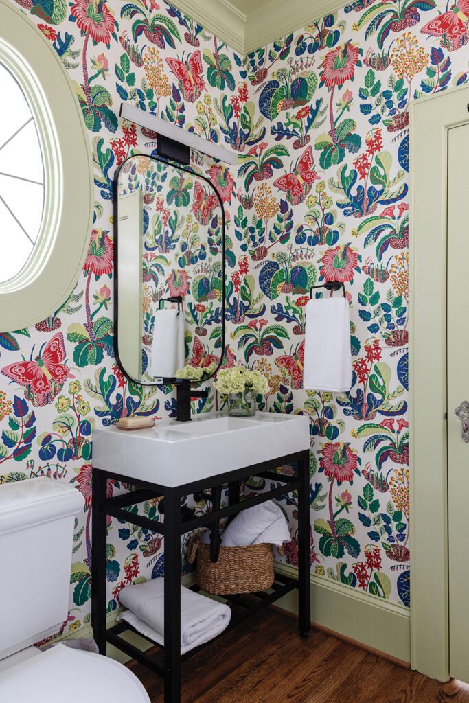 Myers Park home colorful powder room