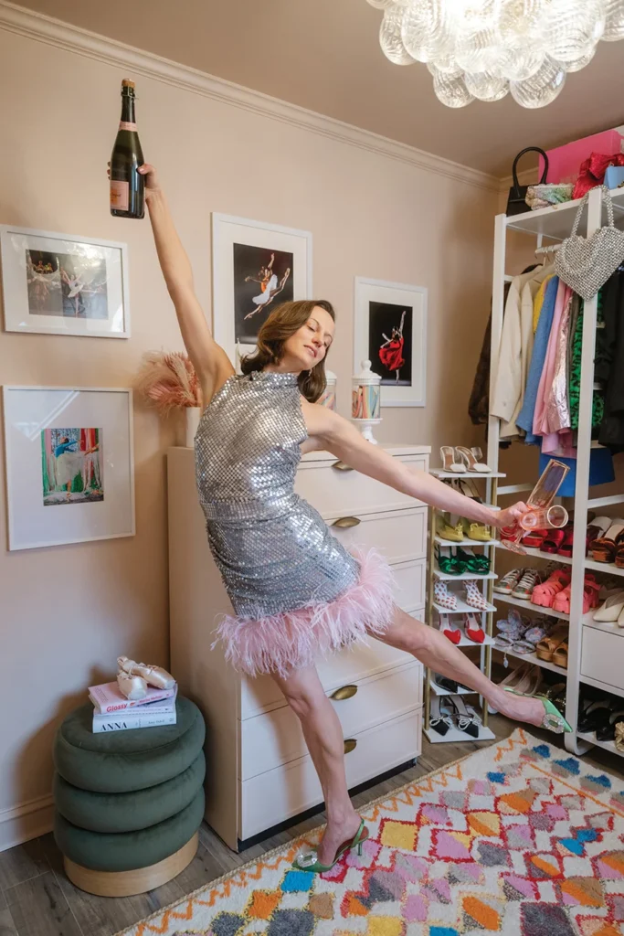 Alessandra Ball James dancing in her closet