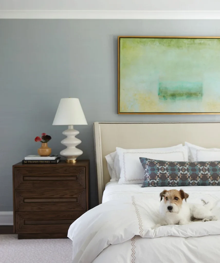 Primary bedroom in Carmel Estates neighborhood, designed by Erin Dougherty.