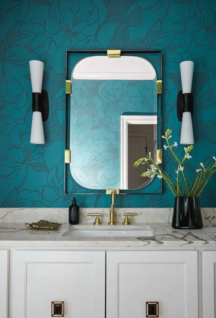 Powder room in Carmel Estates neighborhood, designed by Erin Dougherty.