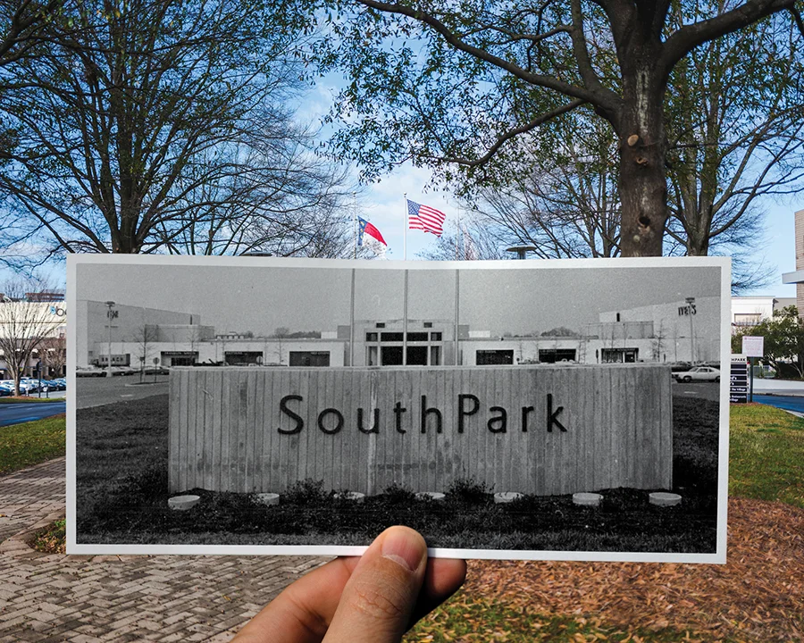 SouthPark Mall celebrated its 50th anniversary in 2020. Picture of the old mall in front of the actual mall today