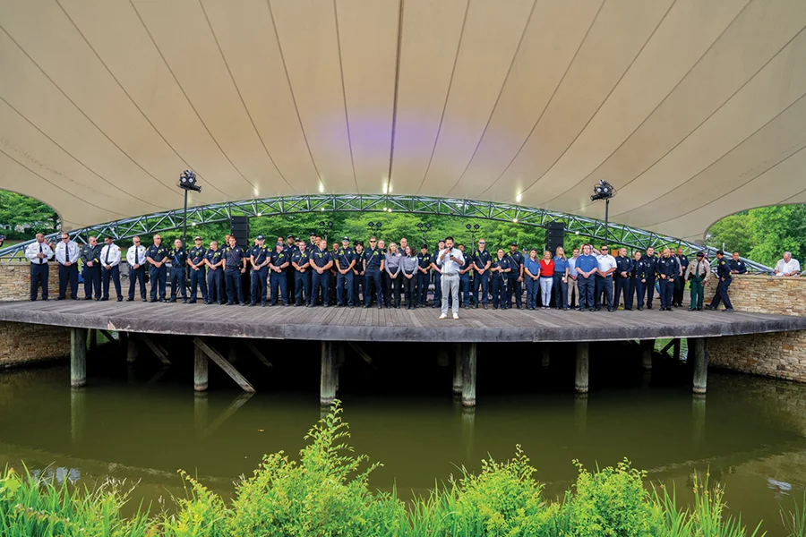 First responders are recognized at a community event following the devastating SouthPark fire