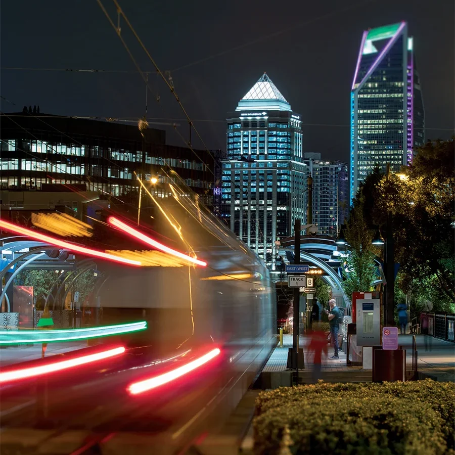 Blue line transit in Charlotte, NC