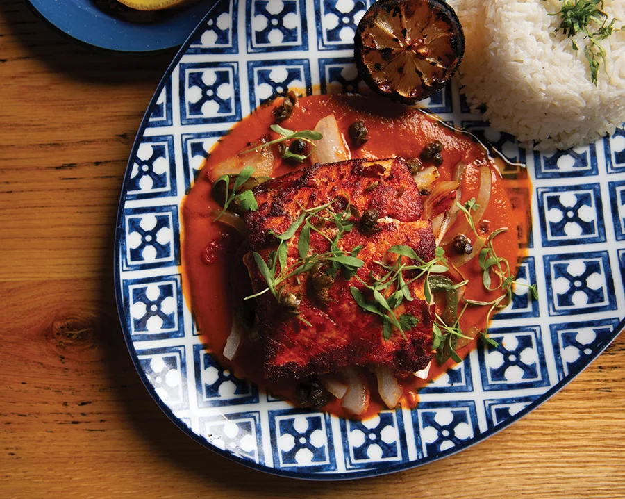 Salmon Vera Cruz at Que Onda