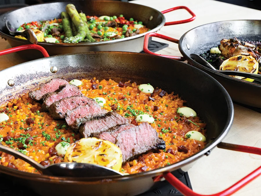 Paella dish at Catalú