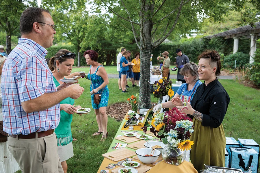 Farm to Fork: In the Garden, people talking to chefs