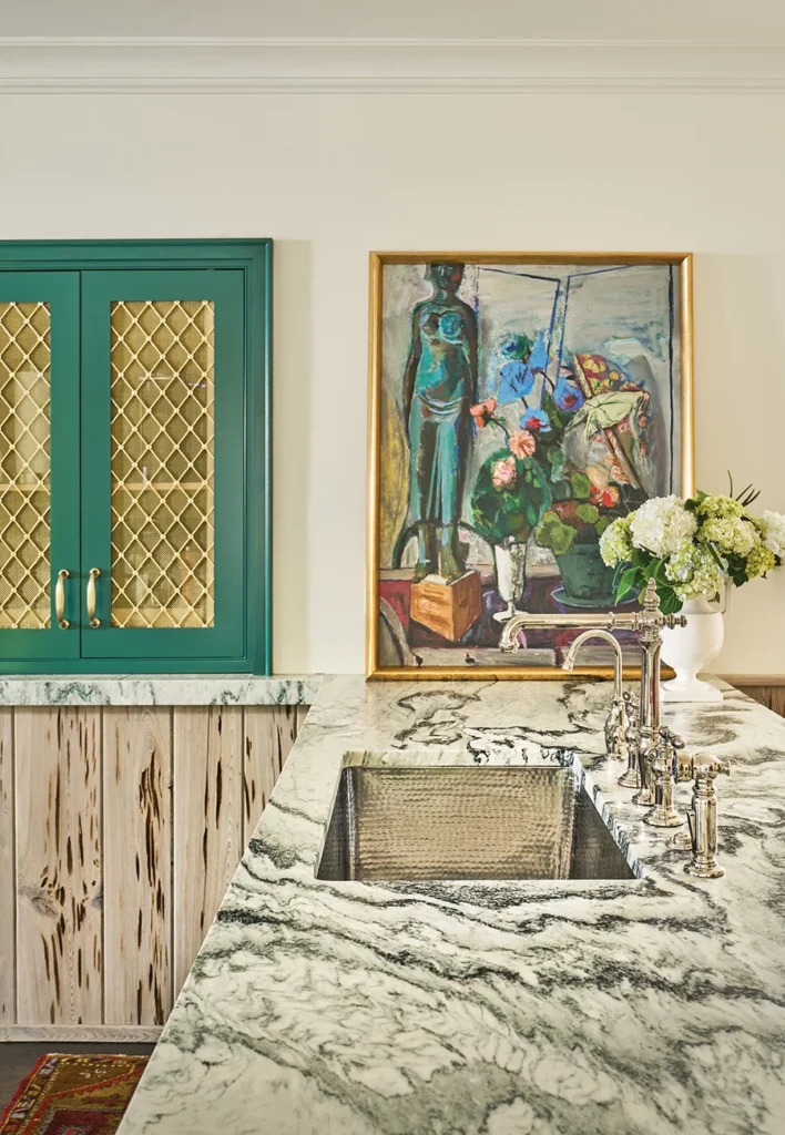 Myers Park home Florence Leif painting in kitchen