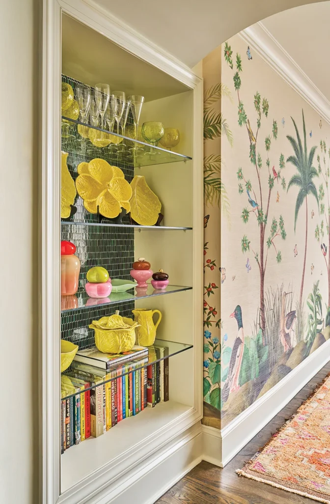 Myers Park home Secla porcelain and Helle Mardahl glassware is displayed