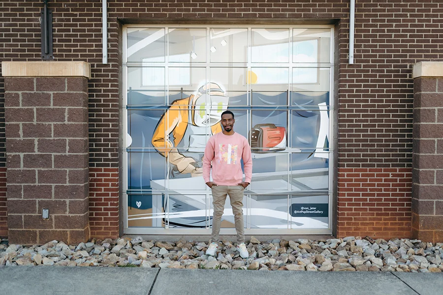 Von Jeter created window murals for Lowe’s Tool Rental through ArtPop