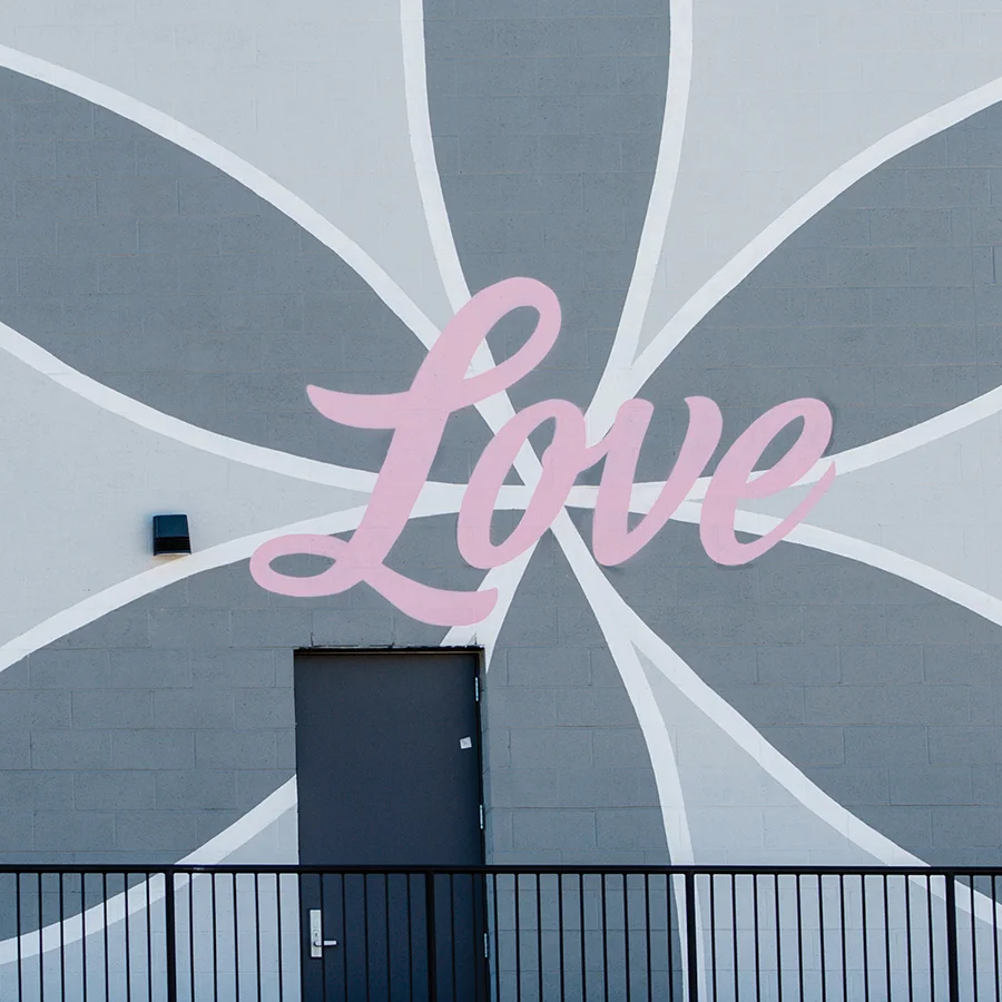 "Love" detail of the “Self Love" mural by Abel Jackson