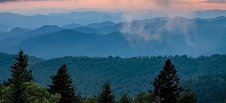 The view from Wrong Way River Lodge in Asheville