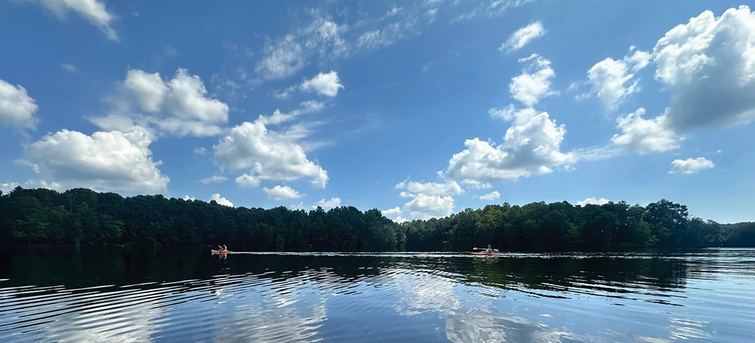 Two people kayaking