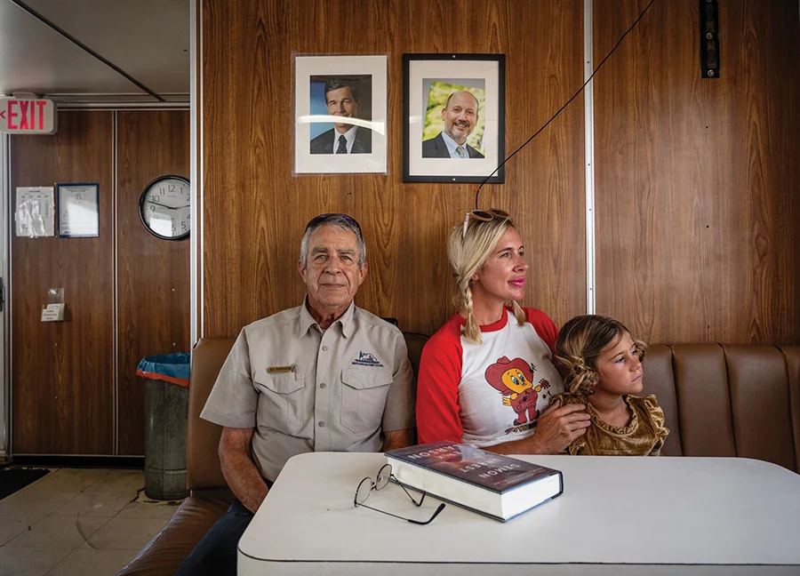 Natalie and Eva with Bruce Pennington, ferry services