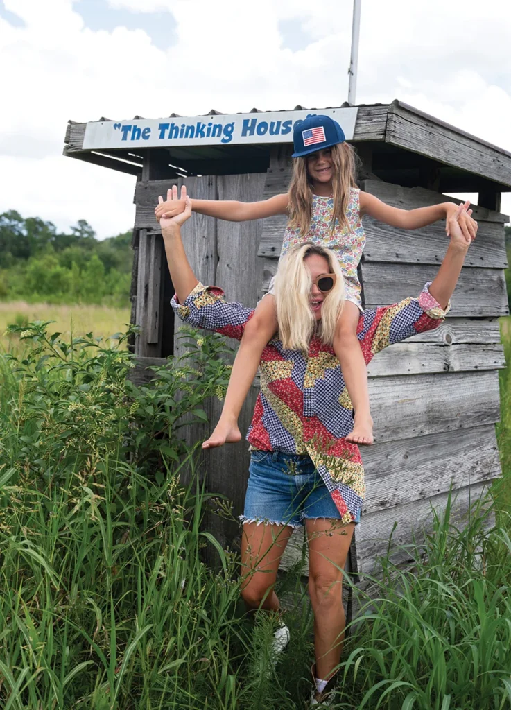 Natalie and Eva in front of "Thinking House"