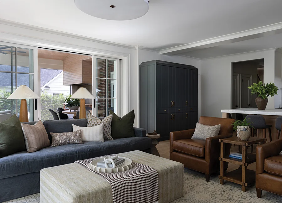 kitchen, living room, porch doors