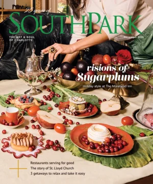 Cover of SouthPark Magazine in December 2024 showing a festive holiday table