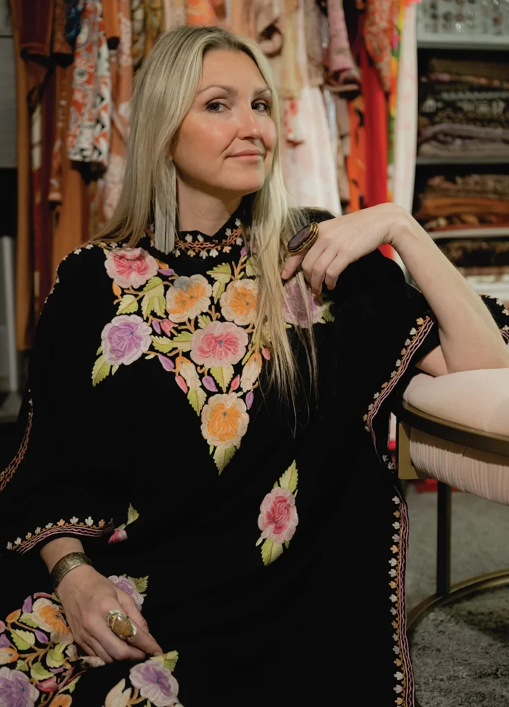 Stephanie Wilson shows off a favorite dress for a Closet Crush feature in SouthPark Magazine.