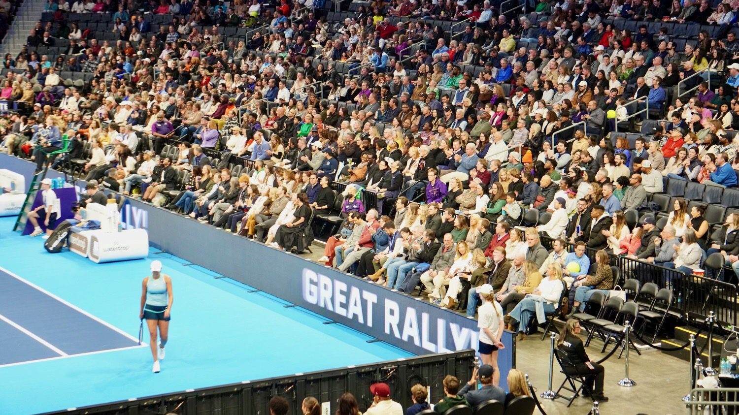 Madison Keys walks past the serve line to prepare for her next play during the Charlotte Invitational at Spectrum Arena. Photo by Ashley Stroehlein.