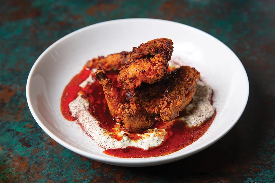 Albertine crispy pickle-brined hot quail