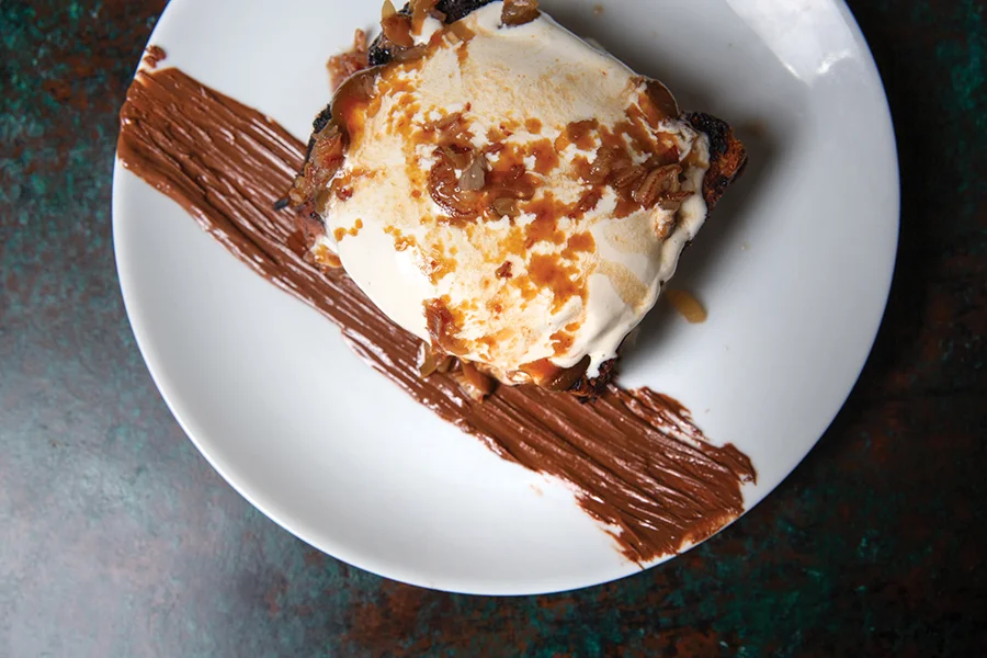 Albertine chocolate milkbread babka with a date-caramel sauce