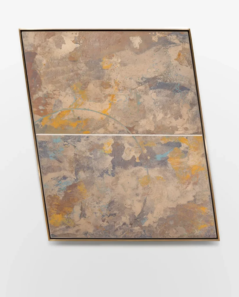 Virginia Jaramillo (American, born 1939), Anonymous Site 1-603, 1990, linen fiber paper on canvas, 69 x 60 inches, Collection of the Kemper Museum of Contemporary Art, Kansas City, Missouri, Gift of the William T. Kemper Charitable Trust, UMB Bank, n.a., Trustee, 1995.045.01. ©Virginia Jaramillo, courtesy of the artist and Douglas Drake Fine Art, Kansas City, Missouri.