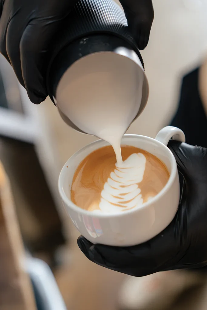 Sumaq pouring a latte