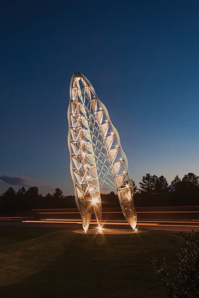 Ascendus sculpture by Ed Carpenter leading into Charlotte Douglas International Airport.